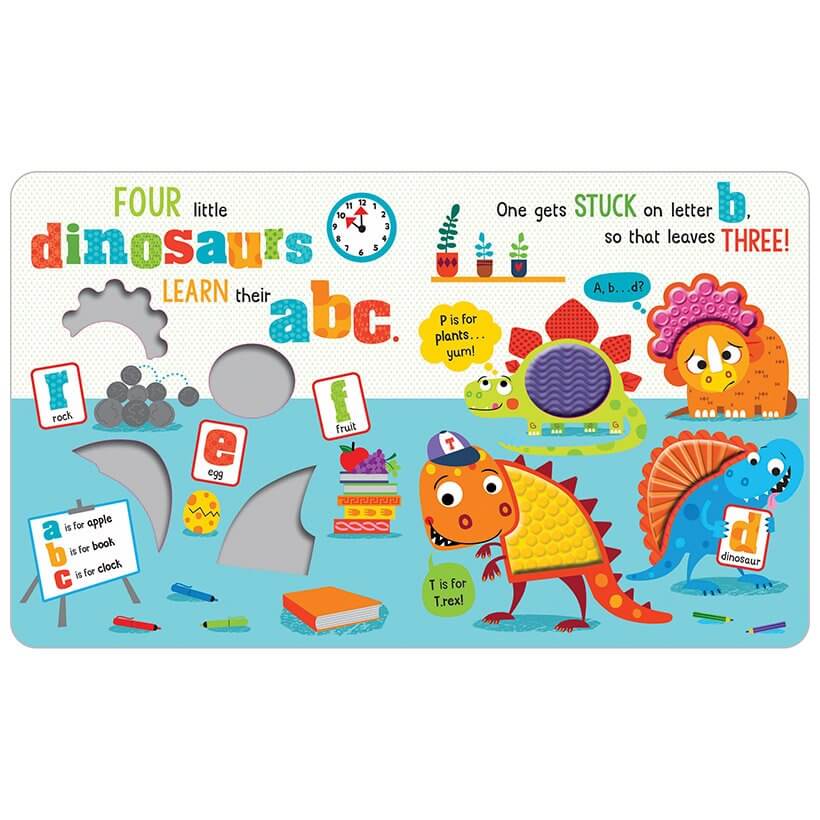 LIBRO SENSORIAL PARA NIÑOS - NUNCA TOQUES A LOS DINOSAURIOS - MAKE BELIEVE IDEAS