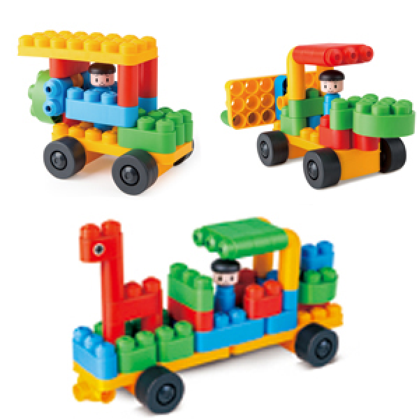 BLOQUES DE CONSTRUCCIÓN PARA NIÑOS - CARROS DEL ZOO