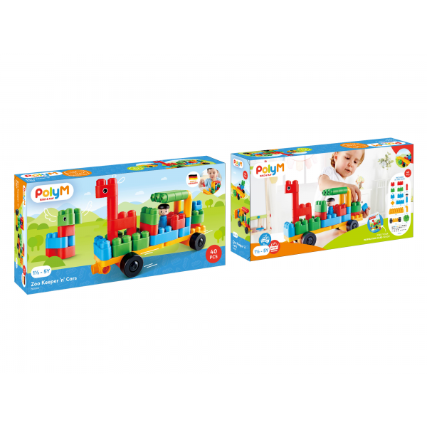 BLOQUES DE CONSTRUCCIÓN PARA NIÑOS - CARROS DEL ZOO