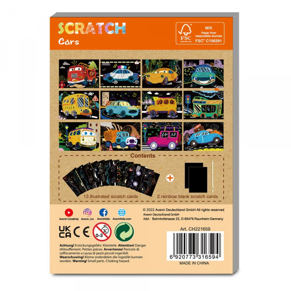 LIBRETA SCRATCH MINI AUTOS PARA NIÑOS AVENIR
