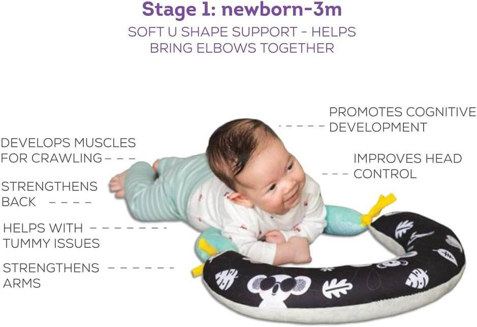ALMOHADA DE TIEMPO BOCA ABAJO 2 EN 1 TAF TOYS - APOYO ERGONÓMICO PARA EL DESARROLLO DEL BEBÉ