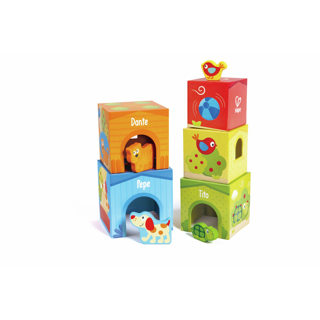 CUBOS APILABLES SOL Y CAMPO HAPE - JUEGO DIDÁCTICO