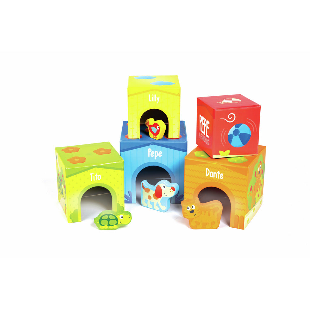 CUBOS APILABLES SOL Y CAMPO HAPE - JUEGO DIDÁCTICO