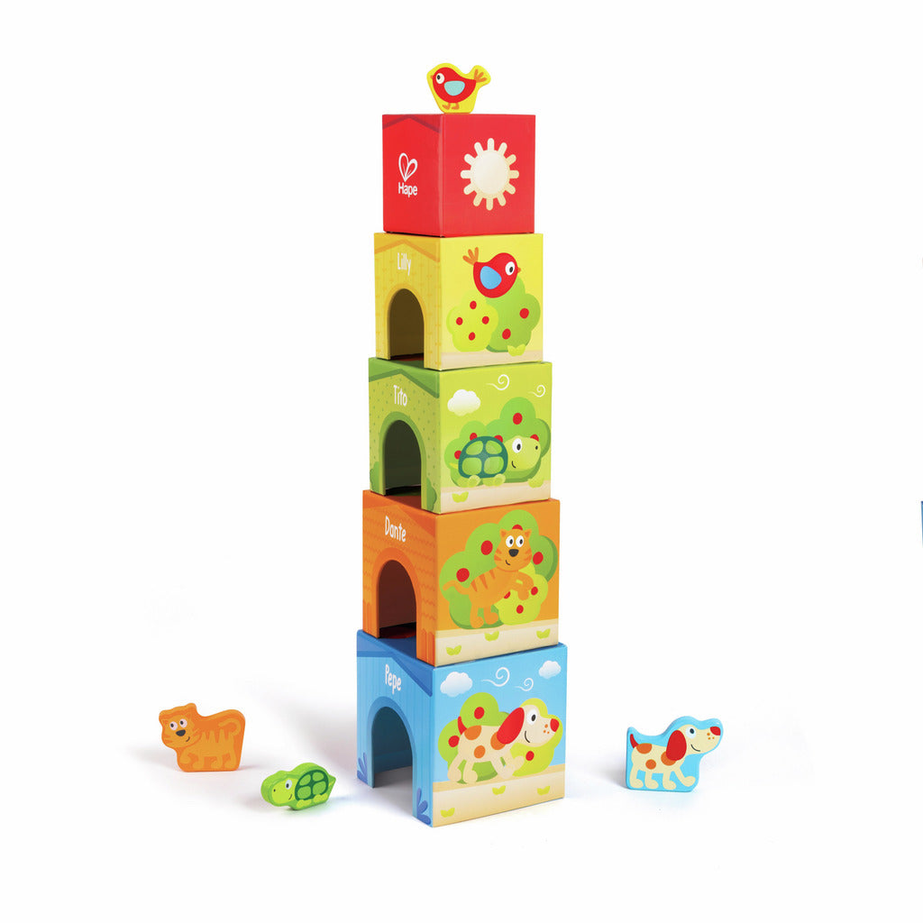 CUBOS APILABLES SOL Y CAMPO HAPE - JUEGO DIDÁCTICO