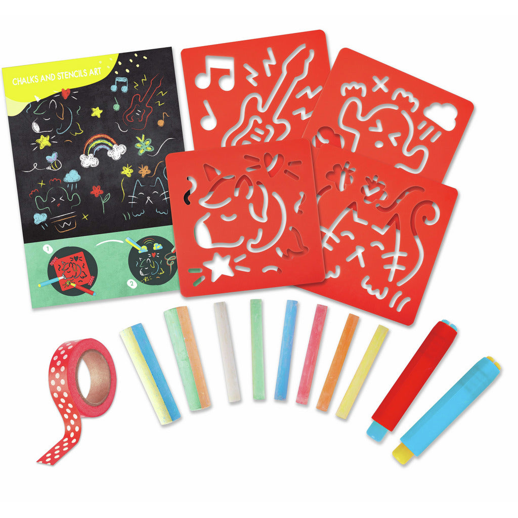 SET DE ARTE PARA NIÑOS CON PLANTILLAS STENCILS Y TIZAS HAPE