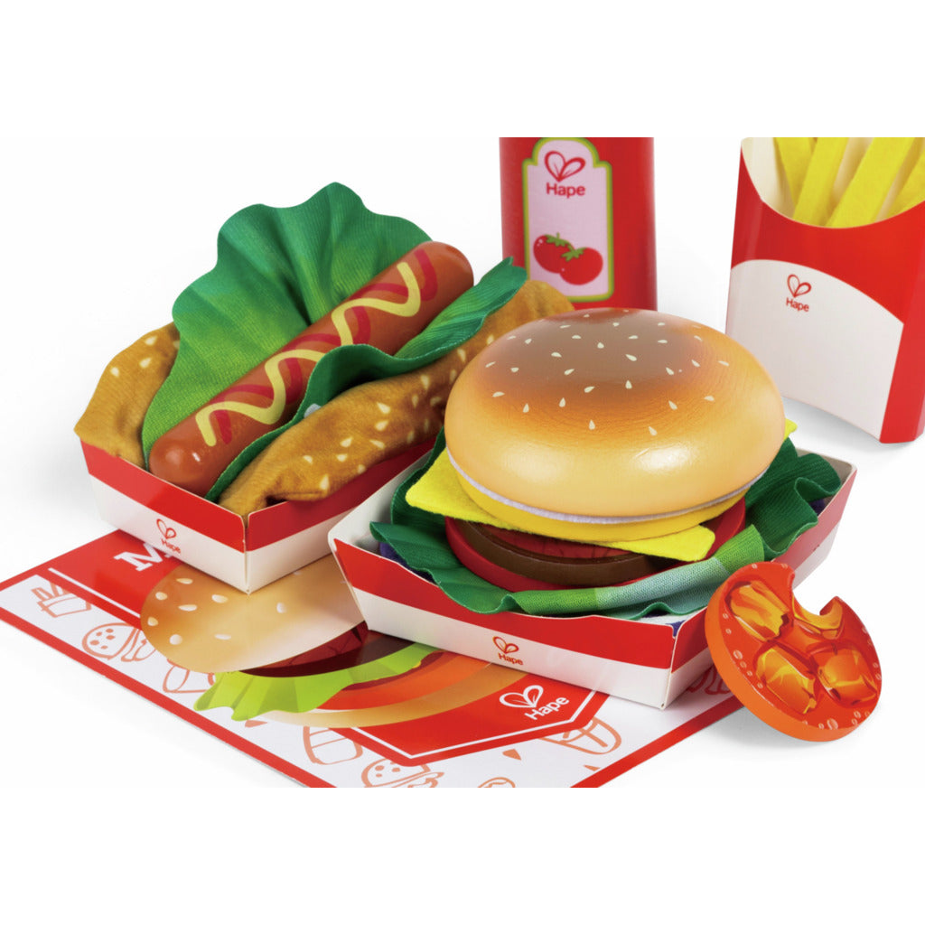 SET PARA NIÑOS DE COMIDA RÁPIDA DE JUGUETE