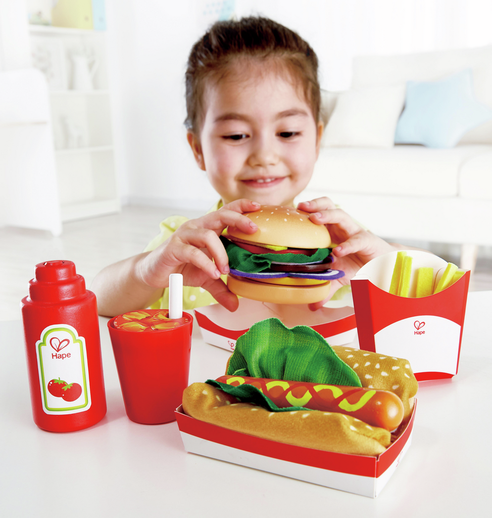 SET PARA NIÑOS DE COMIDA RÁPIDA DE JUGUETE