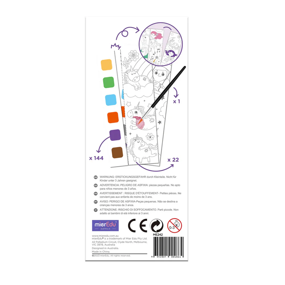 LIBRO DE PINTURA ACUARELA PARA NIÑOS Y NIÑAS DE BOLSILLO - UNICORNIOS