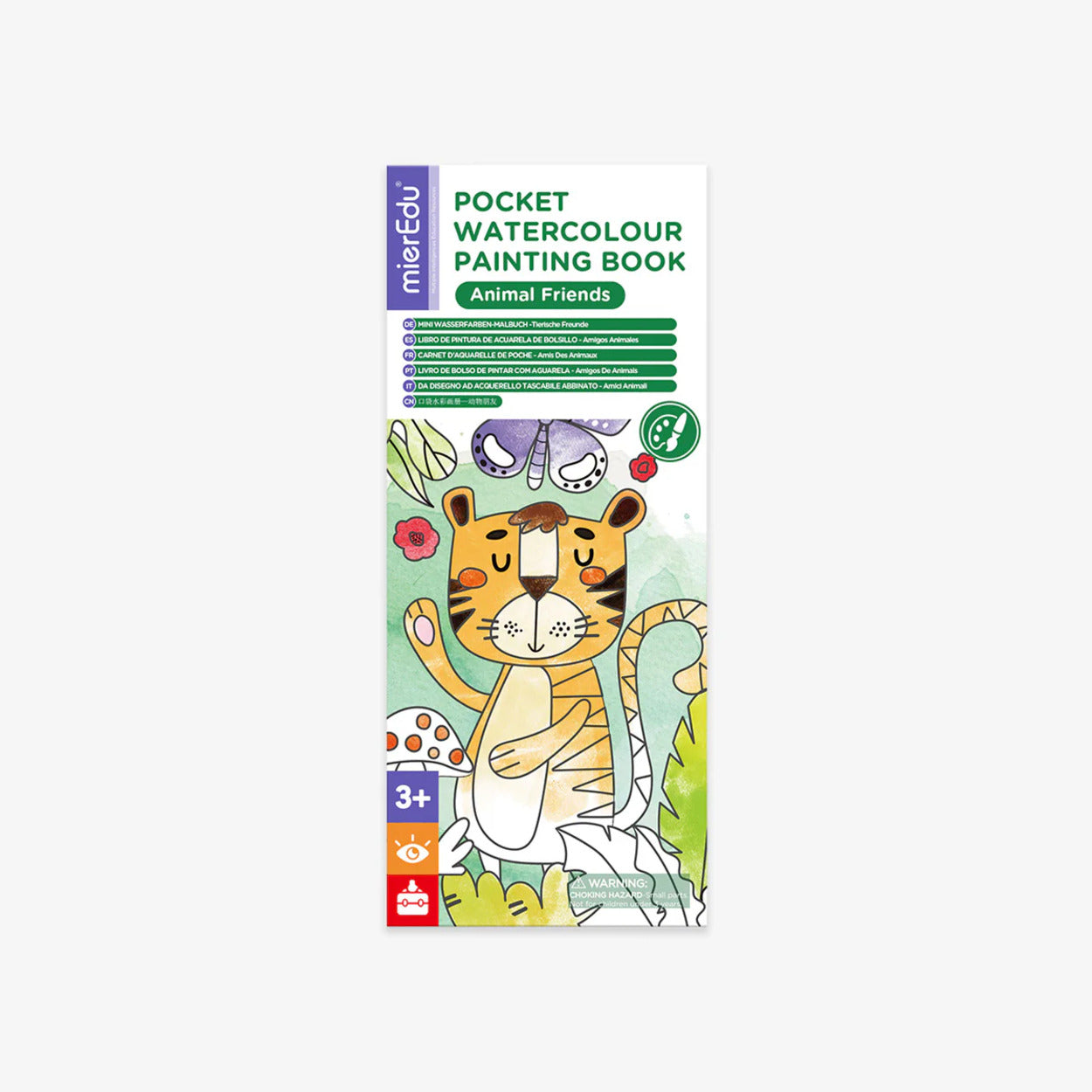 LIBRO DE PINTURA ACUARELA PARA NIÑOS Y NIÑAS DE BOLSILLO - ANIMALES