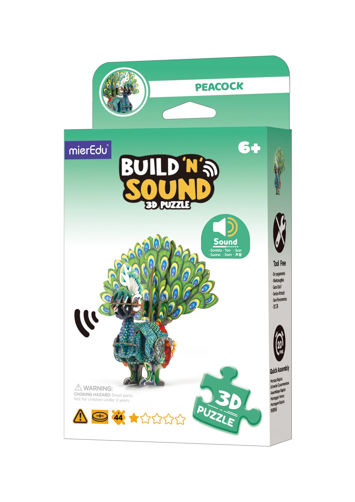 ROMPECABEZAS NIÑAS Y NIÑOS 3D INTERACTIVO - PAVO REAL CON SONIDO