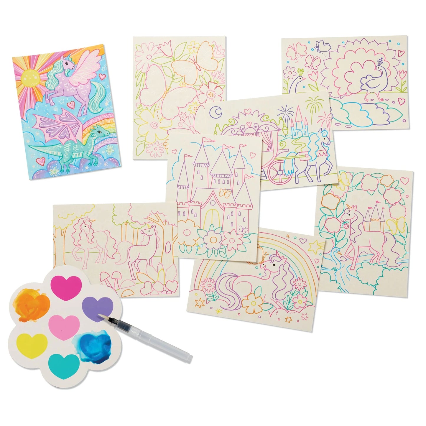 Set de acuarelas mágicas con unicornios para niños desde 6 años.