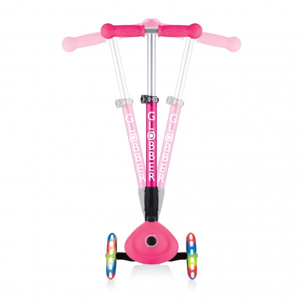 PATINETA JUNIOR LUCES LED ROSADA NEÓN-EL JUGUETERO