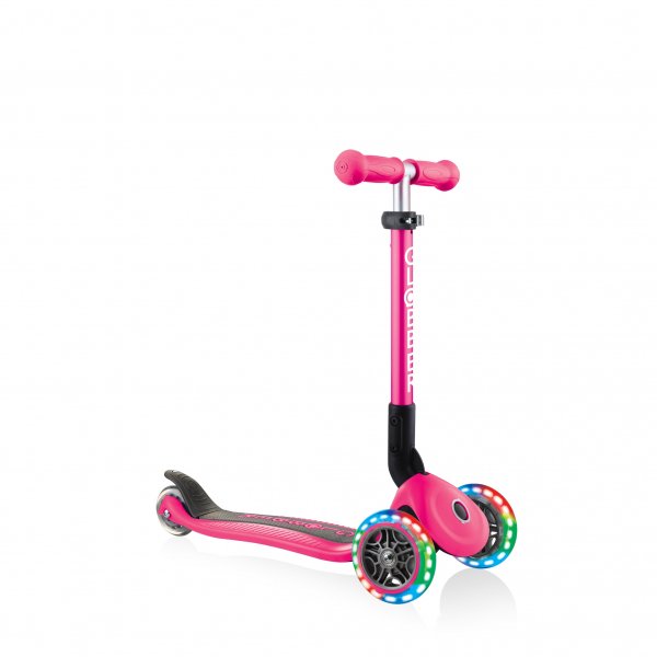 PATINETA JUNIOR LUCES LED ROSADA NEÓN-EL JUGUETERO