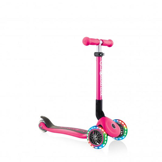 PATINETA JUNIOR LUCES LED ROSADA NEÓN-EL JUGUETERO