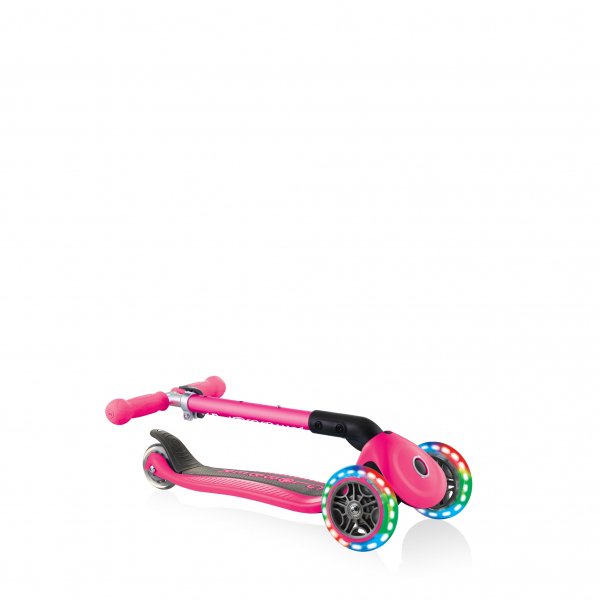 PATINETA JUNIOR LUCES LED ROSADA NEÓN-EL JUGUETERO