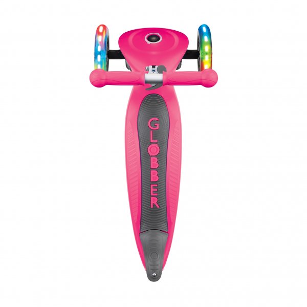 PATINETA JUNIOR LUCES LED ROSADA NEÓN-EL JUGUETERO