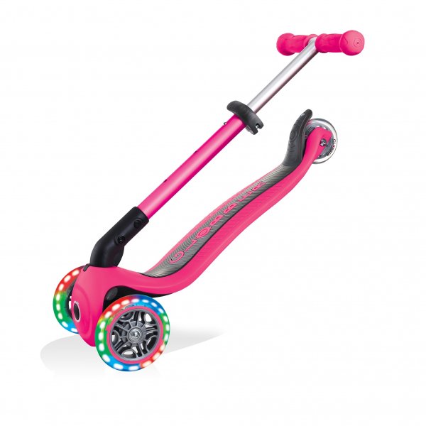 PATINETA JUNIOR LUCES LED ROSADA NEÓN-EL JUGUETERO