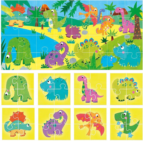 Rompecabezas 8 + 1 - Ciudad - 32 Piezas - Dinosaurios-EL JUGUETERO