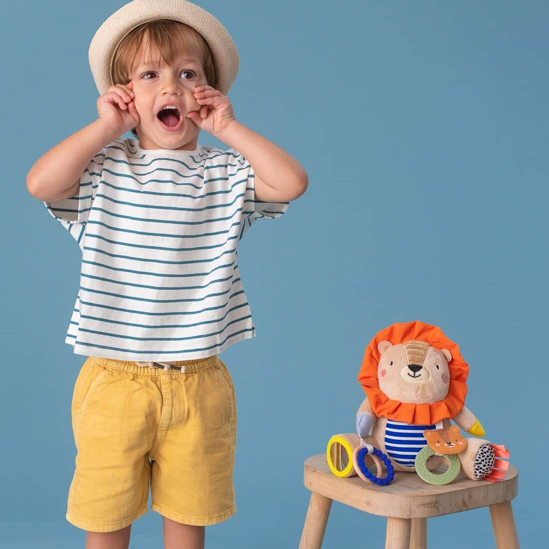 MUÑECO DE ACTIVIDADES LEÓN HARRY TAF TOYS - JUGUETE SENSORIAL PARA BEBÉS