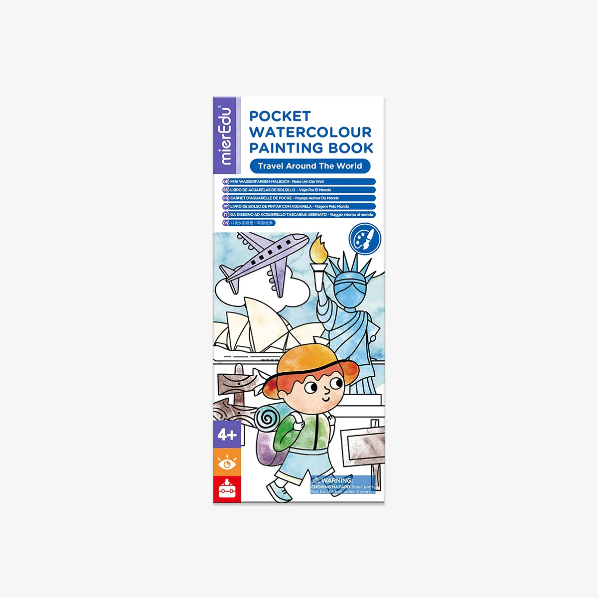 LIBRO DE PINTURA ACUARELA PARA NIÑOS Y NIÑAS DE BOLSILLO - MUNDO