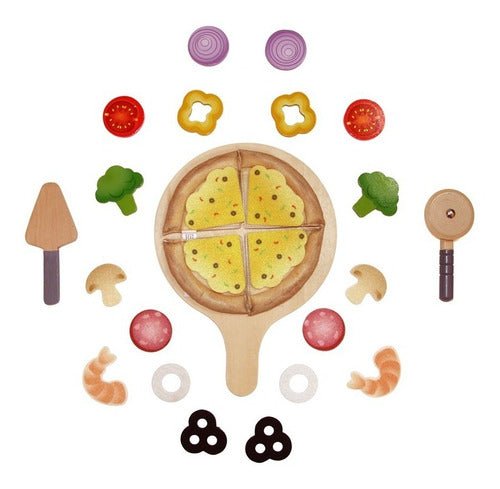 JUEGO DE PIZZA CON INGREDIENTES-EL JUGUETERO