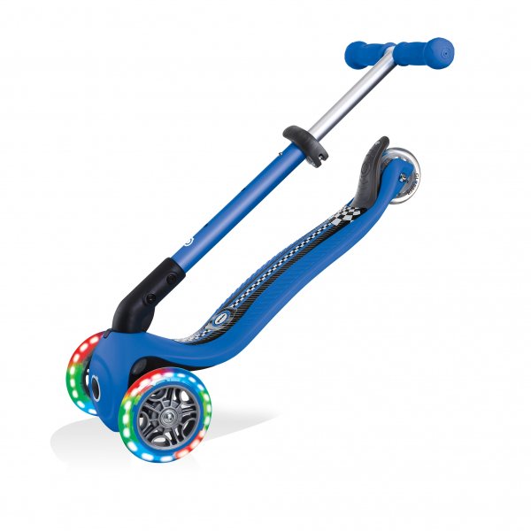 PATINETA JUNIOR LUCES LED AZUL RACING-EL JUGUETERO