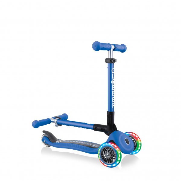 PATINETA JUNIOR LUCES LED AZUL RACING-EL JUGUETERO