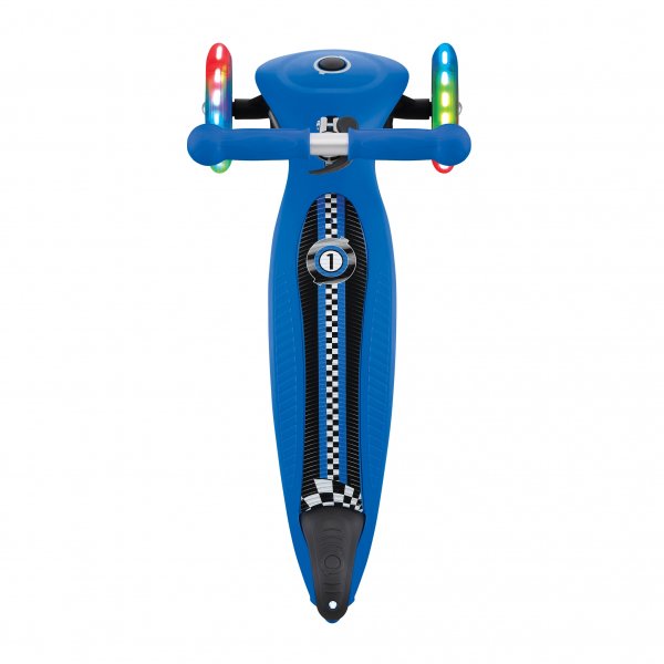 PATINETA JUNIOR LUCES LED AZUL RACING-EL JUGUETERO