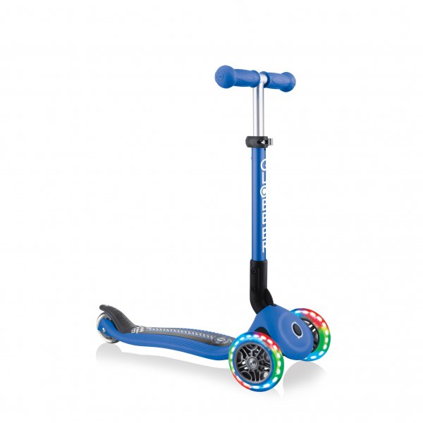 PATINETA JUNIOR LUCES LED AZUL RACING-EL JUGUETERO