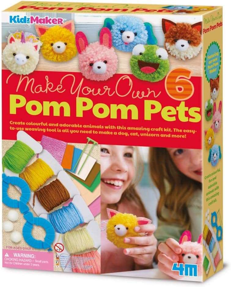 CREE TUS PROPIOS MASCOTAS DE POMPONES - MANUALIDADES KIDZMAKER 4M-EL JUGUETERO
